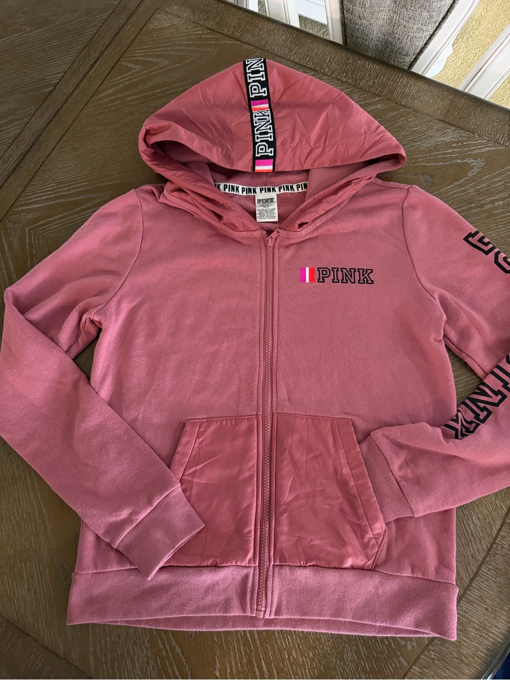 Victoria's Secret PINK Women’s Dusty Rose Zip-Up Hoodie-size Med